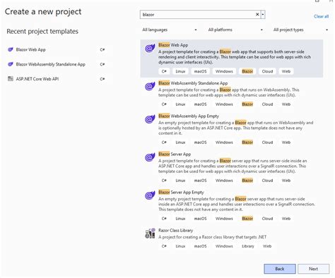 .Net Blazor Templates Sample に対する画像結果