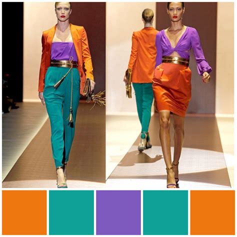 Triadic colour scheme - orange, green and purple colour blocking ...
