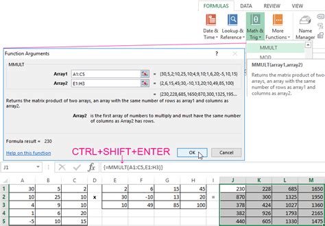Image result for Excel Matrix Formula