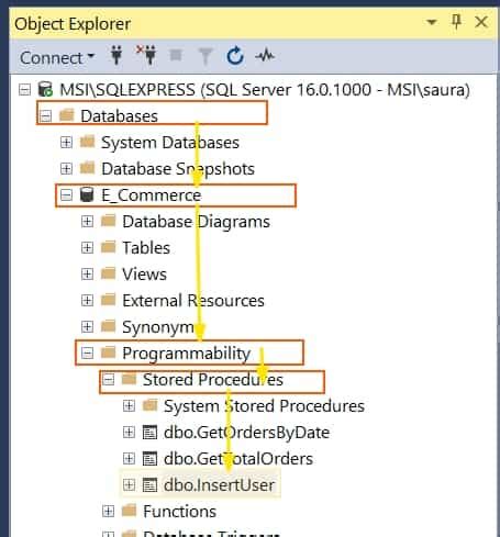 Image result for Stored Procedure SQL SSMS