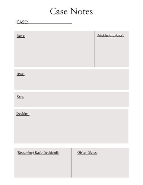 Image result for Case Study Notes Template