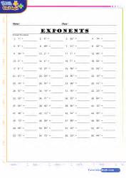 Image result for Grade 7 Math Worksheets Exponents