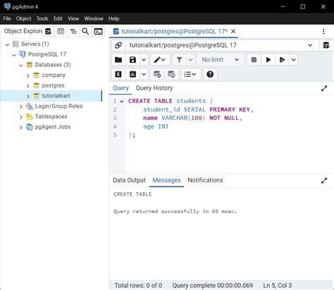 Image result for PostgreSQL Create Table for Students List