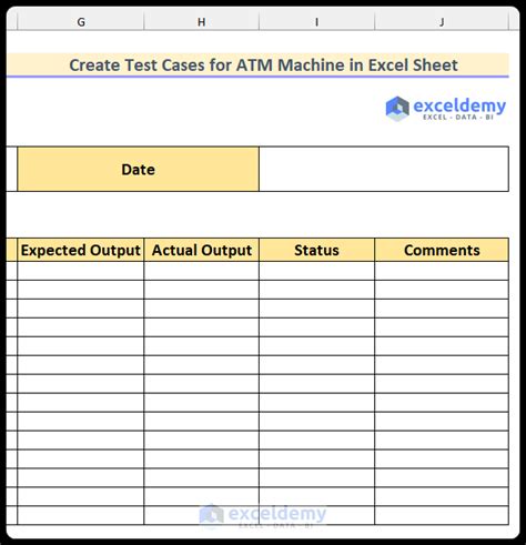 Image result for Test Case Template Excel of ATM Machine