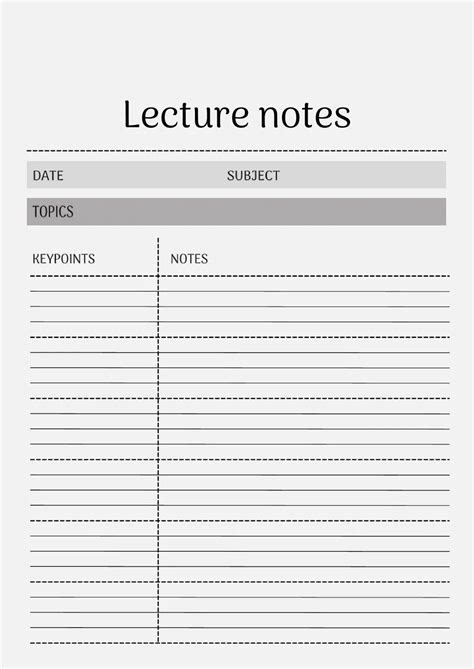 Toradh íomhá ar Notes From Lecture Printable Sheet