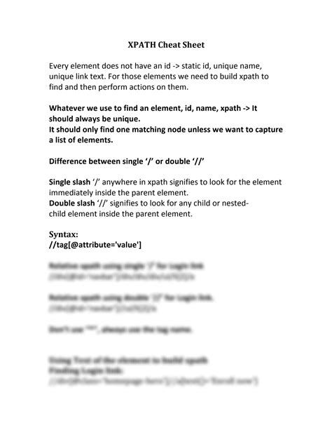 Image result for XPath Cheat Note