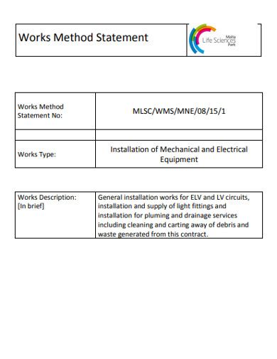 Image result for Work Method Statement Sample