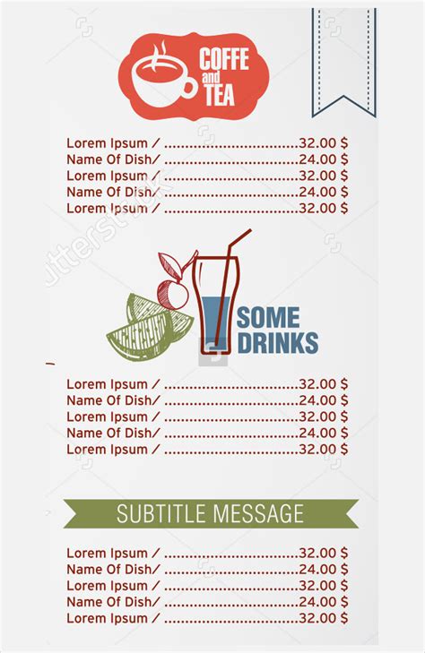 Afbeeldingsresultaten voor Beverage Menu Sample