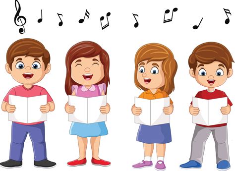 Cartoon group of choir children singing a song 15220110 Vector Art at ...
