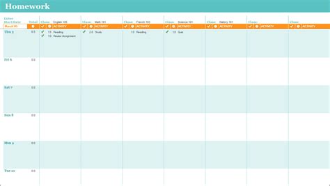 Image result for Printable Homework Schedule