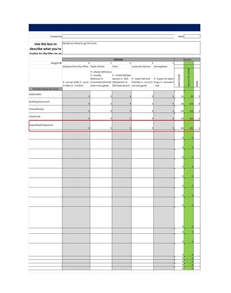 Image result for Free Decision Matrix Template