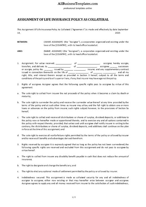 Toradh íomhá ar Fake Life Insurance Policy Template