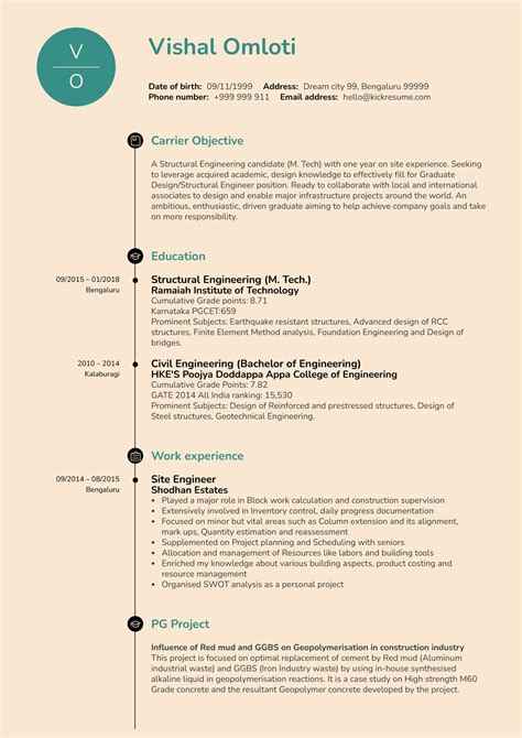 Structural Projectleader Resume Sample に対する画像結果