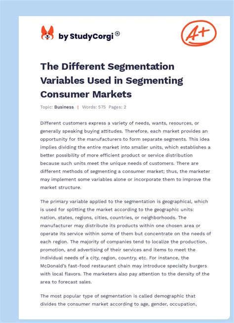 Toradh íomhá ar Market Segmentation Variables