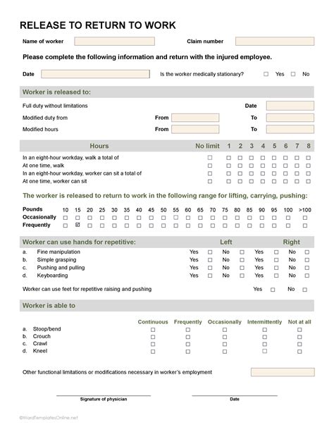 Image result for Back to Work Interview Form