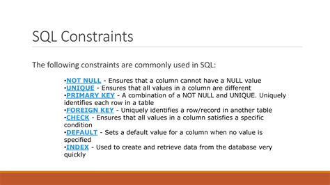 Image result for Slide for Constraint SQL