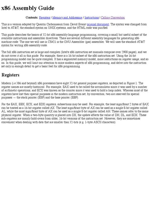 Guide To x86 Assembly | PDF | Subroutine | Assembly Language