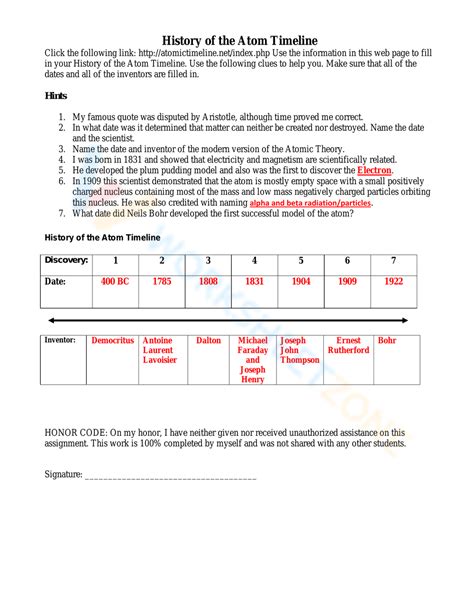 Image result for Atomic Model Timeline Worksheet