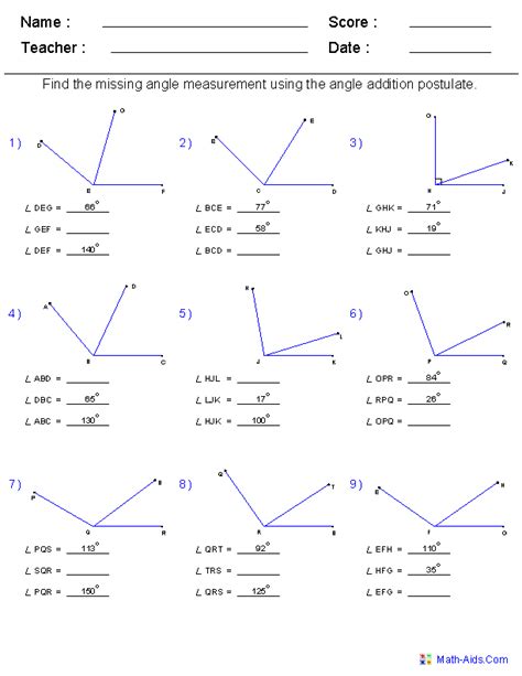 Image result for Angles Math Sheets