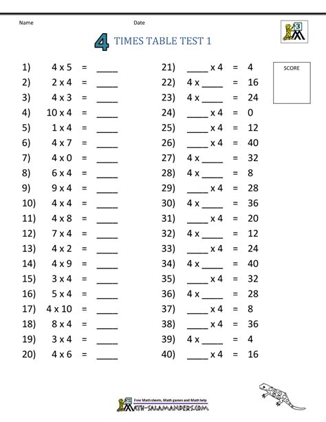 Times Table Test Worksheet に対する画像結果