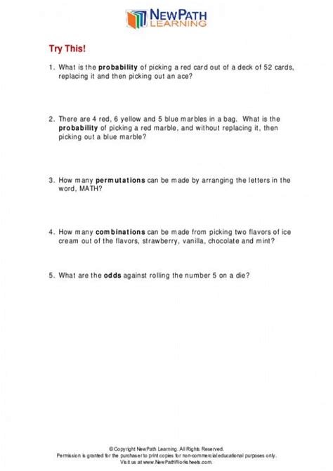 Image result for Probability Word Problems Grade 7 with Answer