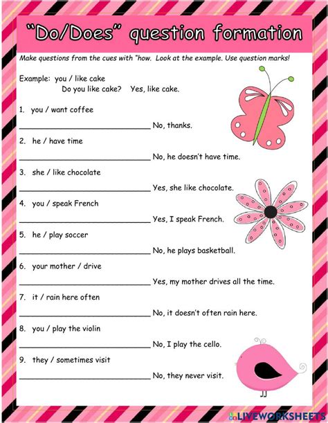 Afbeeldingsresultaten voor Worksheet Do/Does Questions