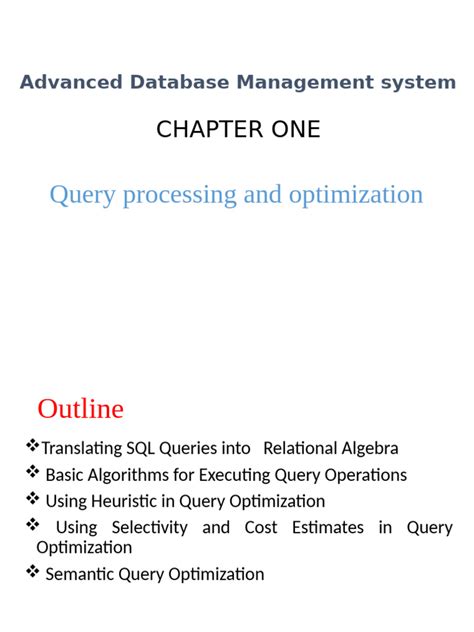 Image result for Query Processing and Optimization in DBMS PDF