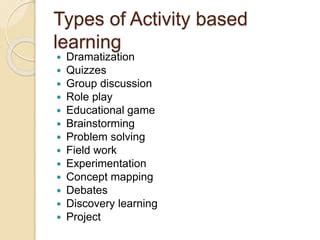 Image result for Types of Activity Based Learning