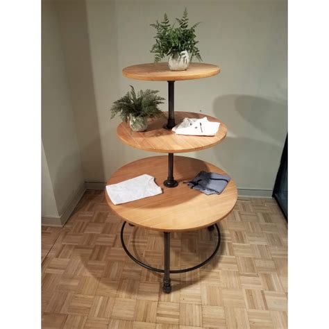 Image result for Retail Display Fixtures Wooden Tiered Roundtables