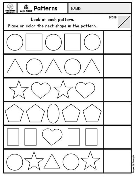 Image result for Elementary Pattern Worksheet