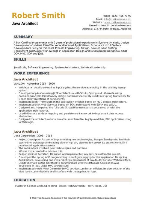 Image result for Java Architect CV