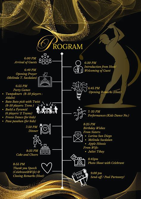 Image result for Sample Program Flow for 60th Birthday