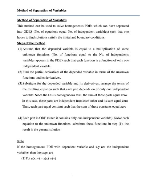 Image result for Separation of Variables Method
