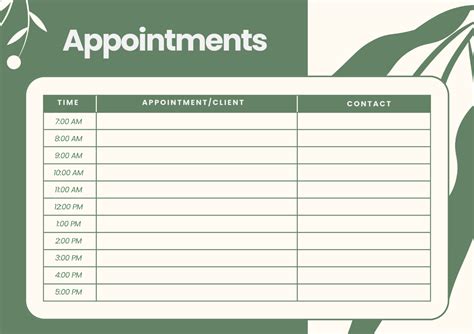 Appointment Schedule Template Word に対する画像結果