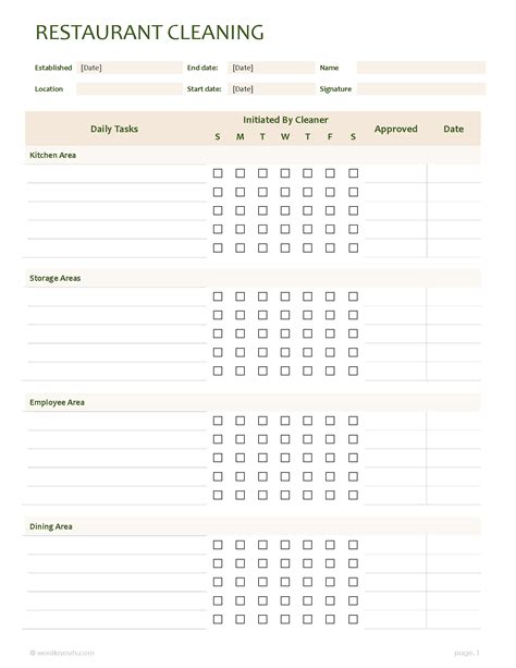 Image result for Editable Kitchen Cleaning Checklist