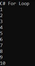 For Loop Example C# に対する画像結果