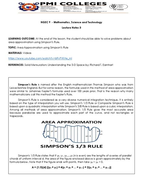 Image result for Solved Example for Calculate Area by Simpson Rule