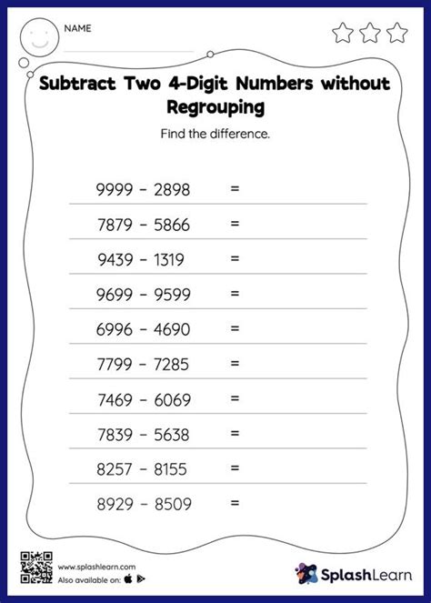 Toradh íomhá ar Subtraction of Four Digit Numbers