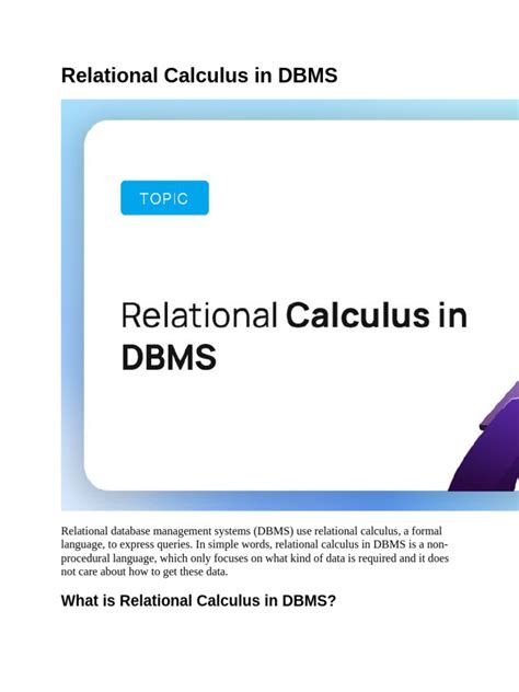 Image result for Tuple Relational Calculus in DBMS