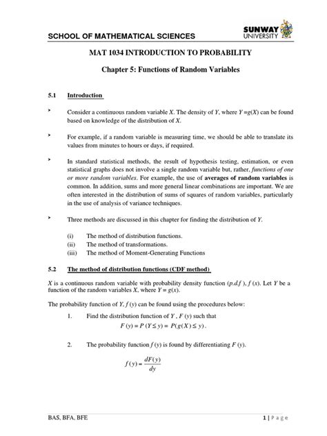 Image result for PDF of a Function of a Random Variable