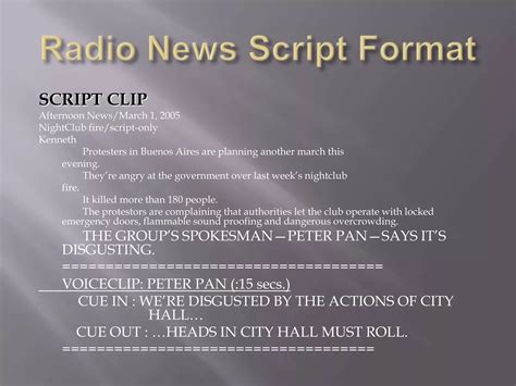 Audio Visual Script Examples for News に対する画像結果