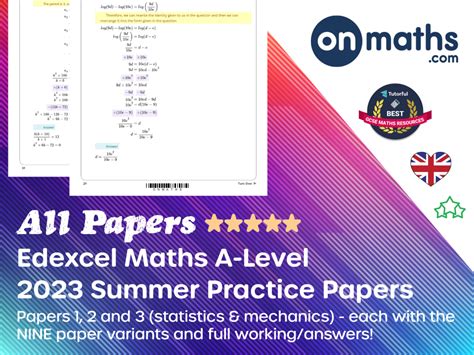 2023 Summer Edexcel A-Level Maths ALL Practice Papers | Teaching Resources