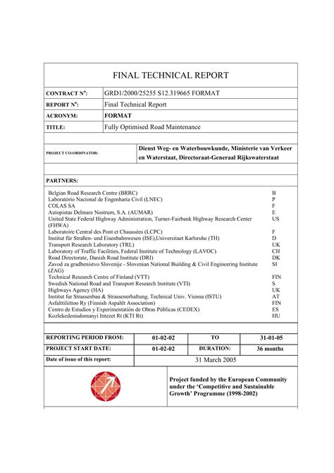 Image result for Technical Report Index Example