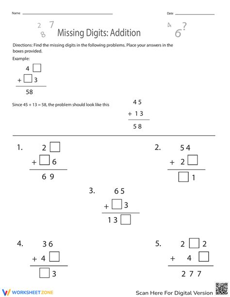 Image result for Missing Digit Addition Worksheets