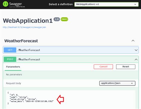 Swagger JSON に対する画像結果