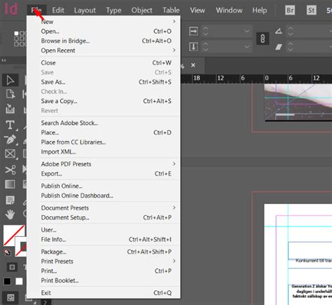 Image result for InDesign Menu Bar