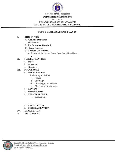 Toradh íomhá ar Lesson Plan Header Example