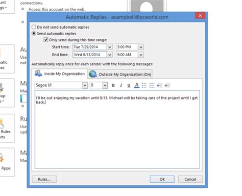 Image result for How to Set Up Auto Reply Email Outlook