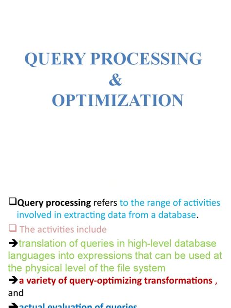 Image result for Query Processing and Optimization in DBMS PDF