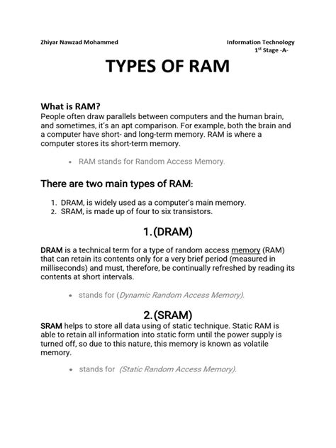 Types Of Ram PDF | PDF
